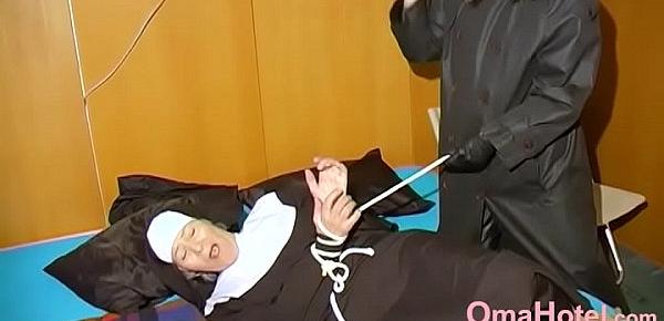  OmaHoteL Horny Granny Nun Tries BDSM Sex With Toy